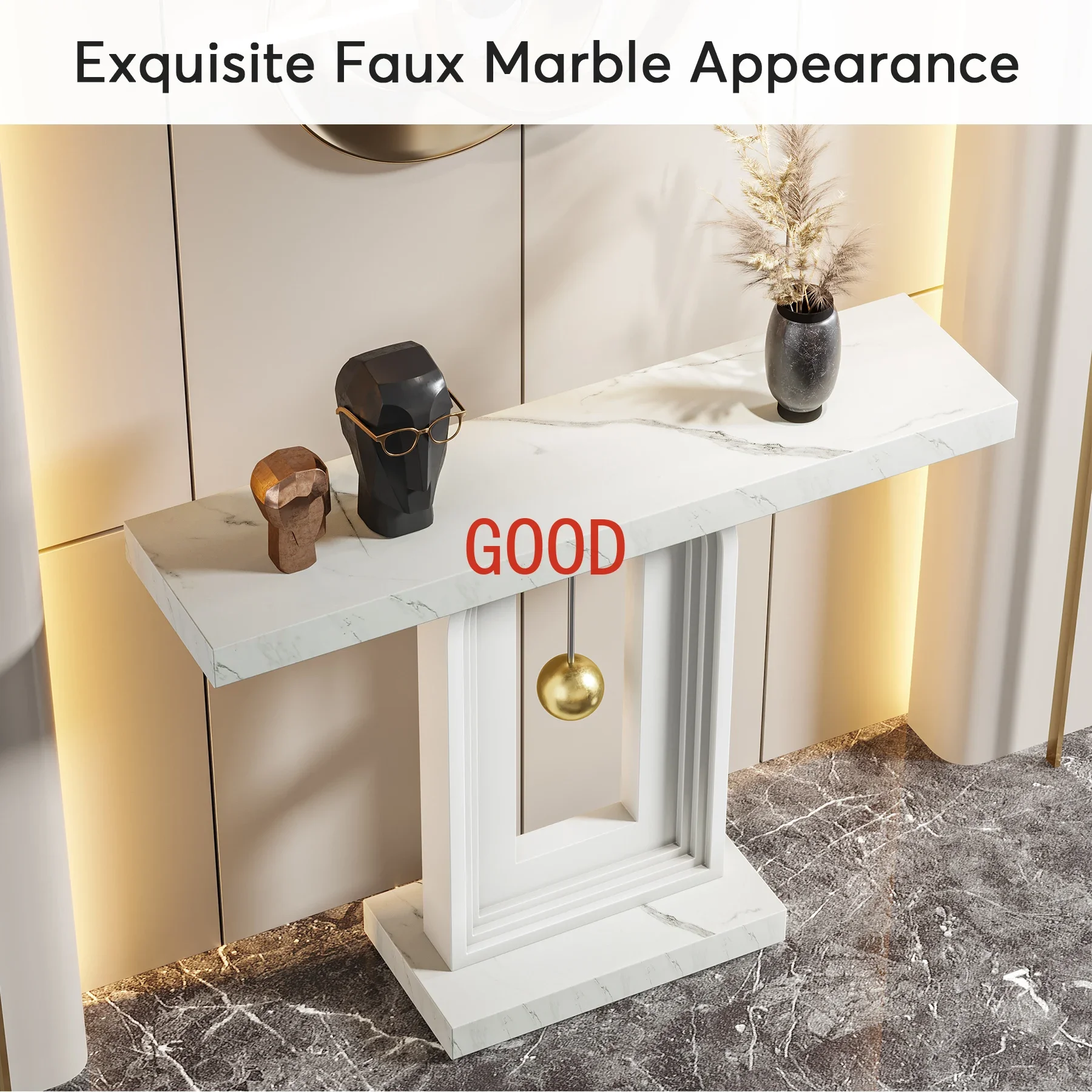 Tribesigns Modern Console Table, 40 Inches Narrow Sofa Entryway Table with Pendulum Shape Base, Contemporary Wood Accent Table