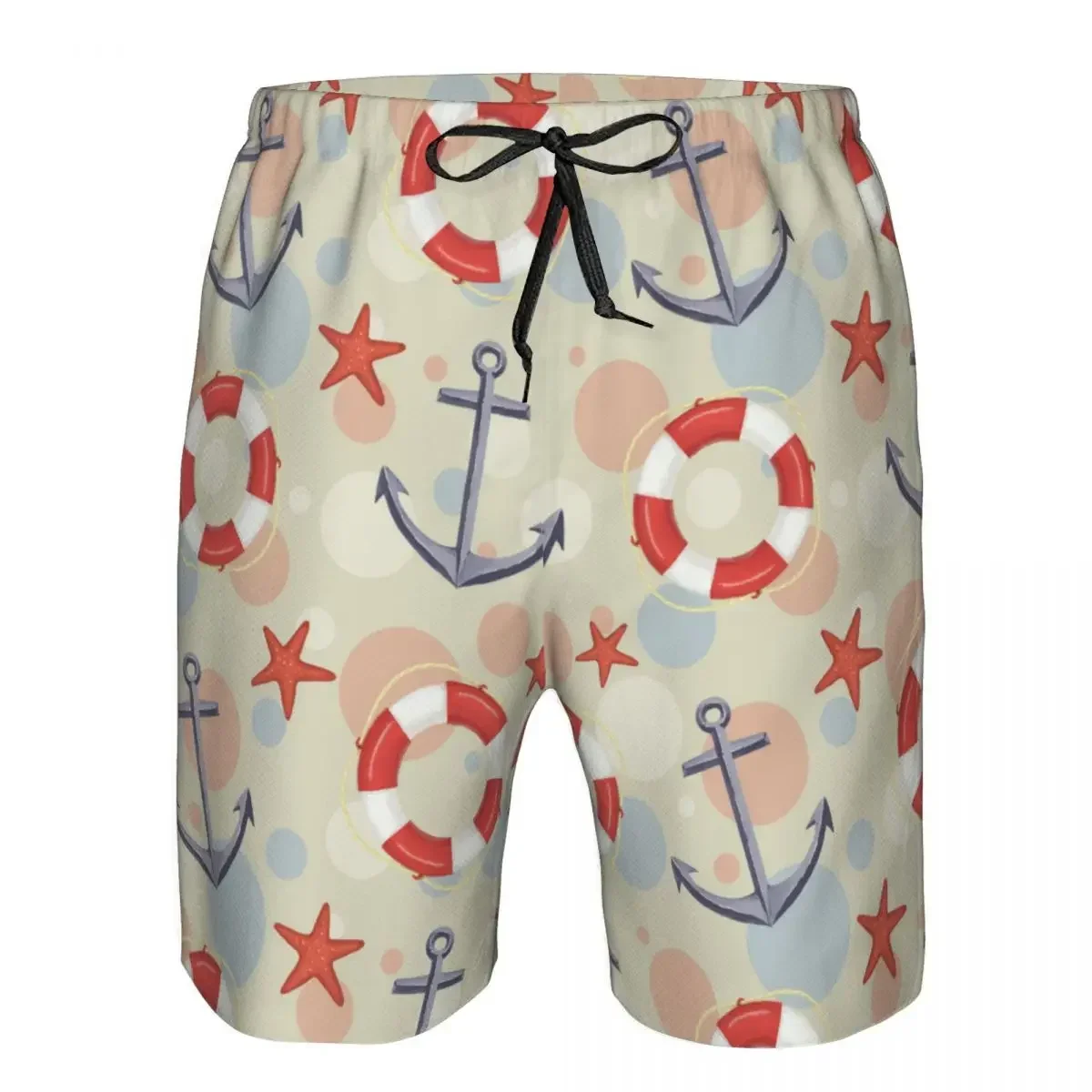 Man Swimwear Nautical Starfish Anchor And Lifebuoy Swim Shorts Trunks Beach Board Shorts Mens Swimming Swimsuits