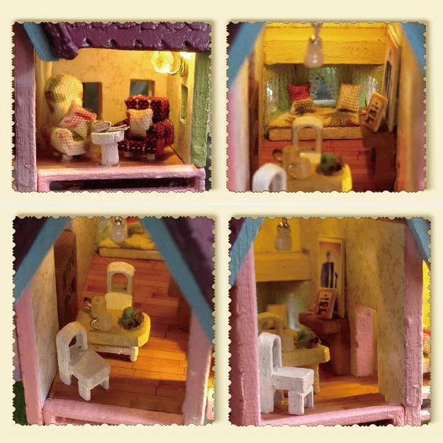【T07A】Dollhouse Miniature DIY House Kit Creative Room With Furniture And Glass Cover For Romantic Artwork Gift(Flying Home In My