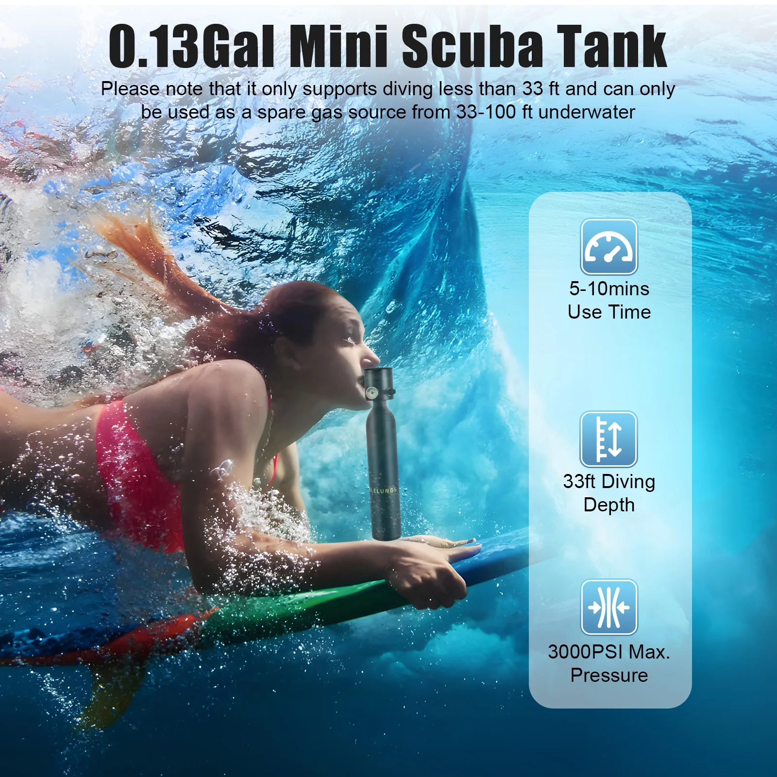 Nouvelle mini-bouteille de plongée sous-marine portable de 0,5 L, cylindre d'oxygène pour la respiration sous-marine, autonomie de 5 à 10 minutes, accessoires complets, mini-bouteille de plongée sécurisée pour les vacances, la plongée avec tuba, la photographie sous-marine, la pêche, le nettoyage de bateaux, la plongée, la source d'air de secours d'urgence.