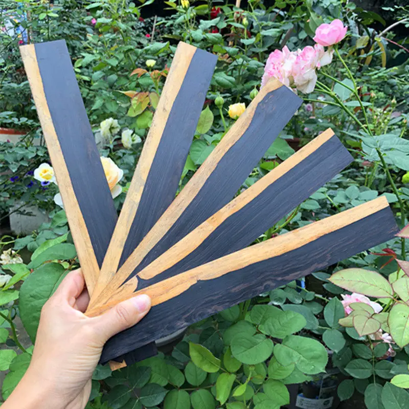 2PCS 30*4*0.7cm Natural African Wood Black and White Two - tone Wood Carving DIY Handicraft Making Materials Hardwood logs