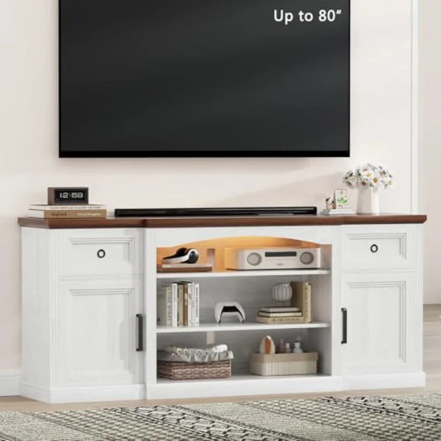 

Подставка под телевизор в фермерском доме для гостиной. 70. Современная подставка под телевизор с розеткой и светодиодной подсветкой. Развлекательный центр с 2 ящиками и регулируемой.