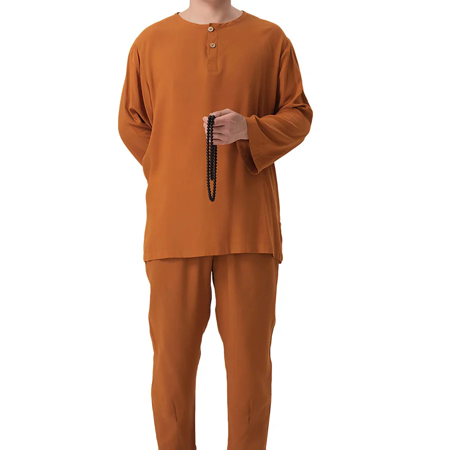 Unisex Chinese Style Monk Cotton Silk Pajamas Short/Long-Sleeve Underwear Monk Robes Meditation Taichi KungFu Clothes view 5