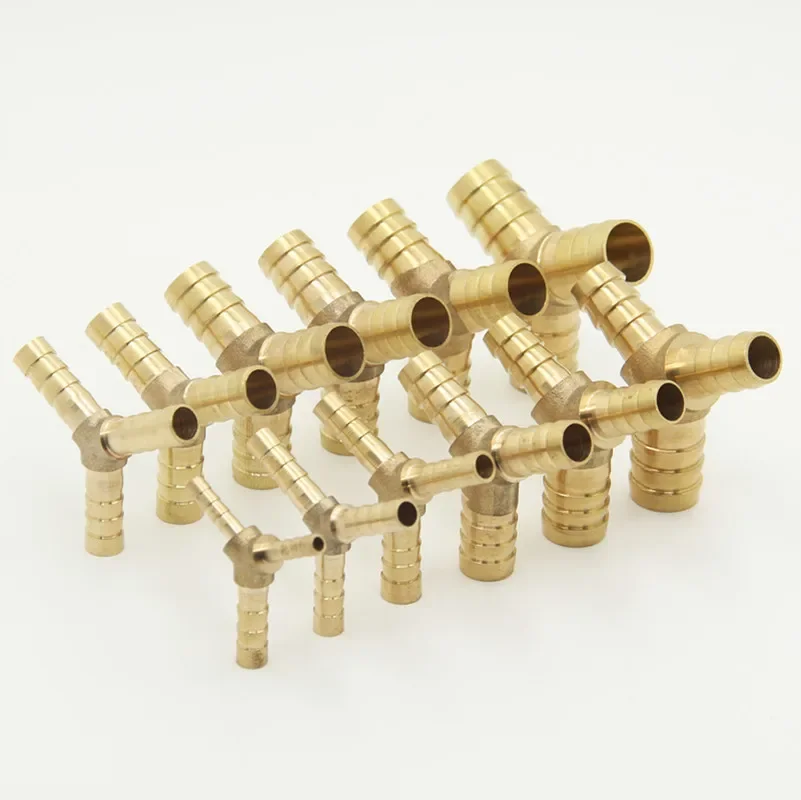 Brass Barb Pipe Fitting tee joint connector For 4mm 5mm 6mm 8mm 10mm 12mm 16mm 19mm hose copper Pagoda Water Tube Fittings