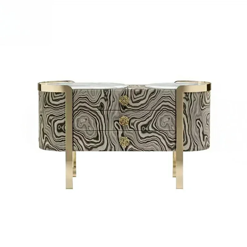 Gabinete de porche de madera maciza de arte de lujo ligero, villa, casa de signer, cabina lateral de comedor creativa de alta gama et