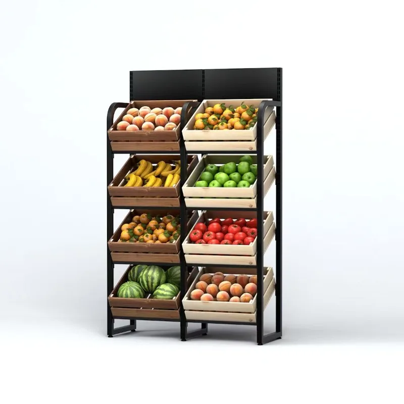 Display stand Solid wood fruit and vegetable rack, water and fruit rack