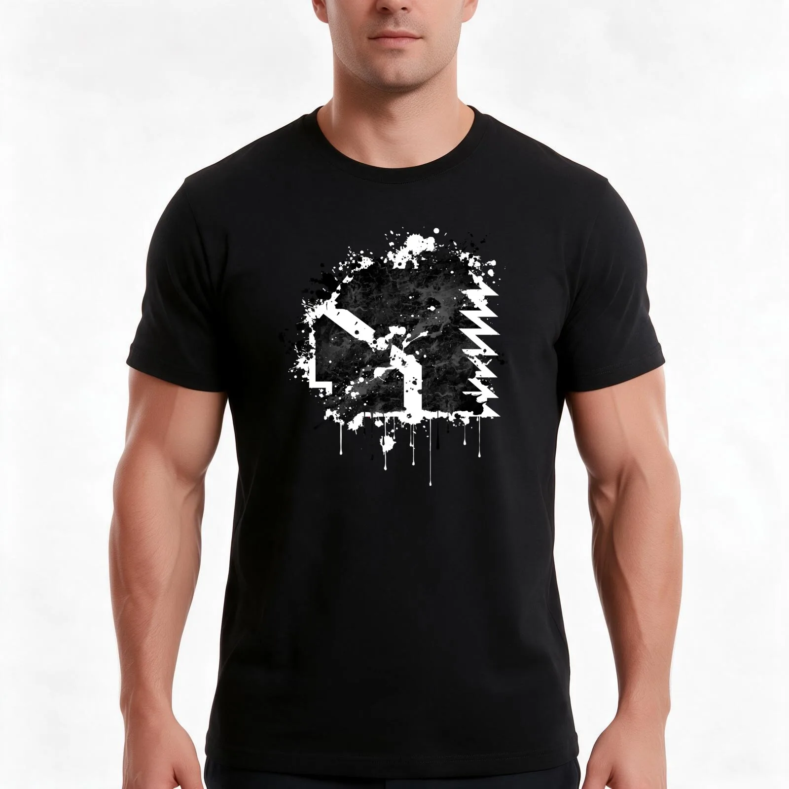 Thompson Wrestling Splatter Logo T-Shirt, Summer Casual Cotton Tee, Oversized Streetwear Tops, Vintage Graphic Print