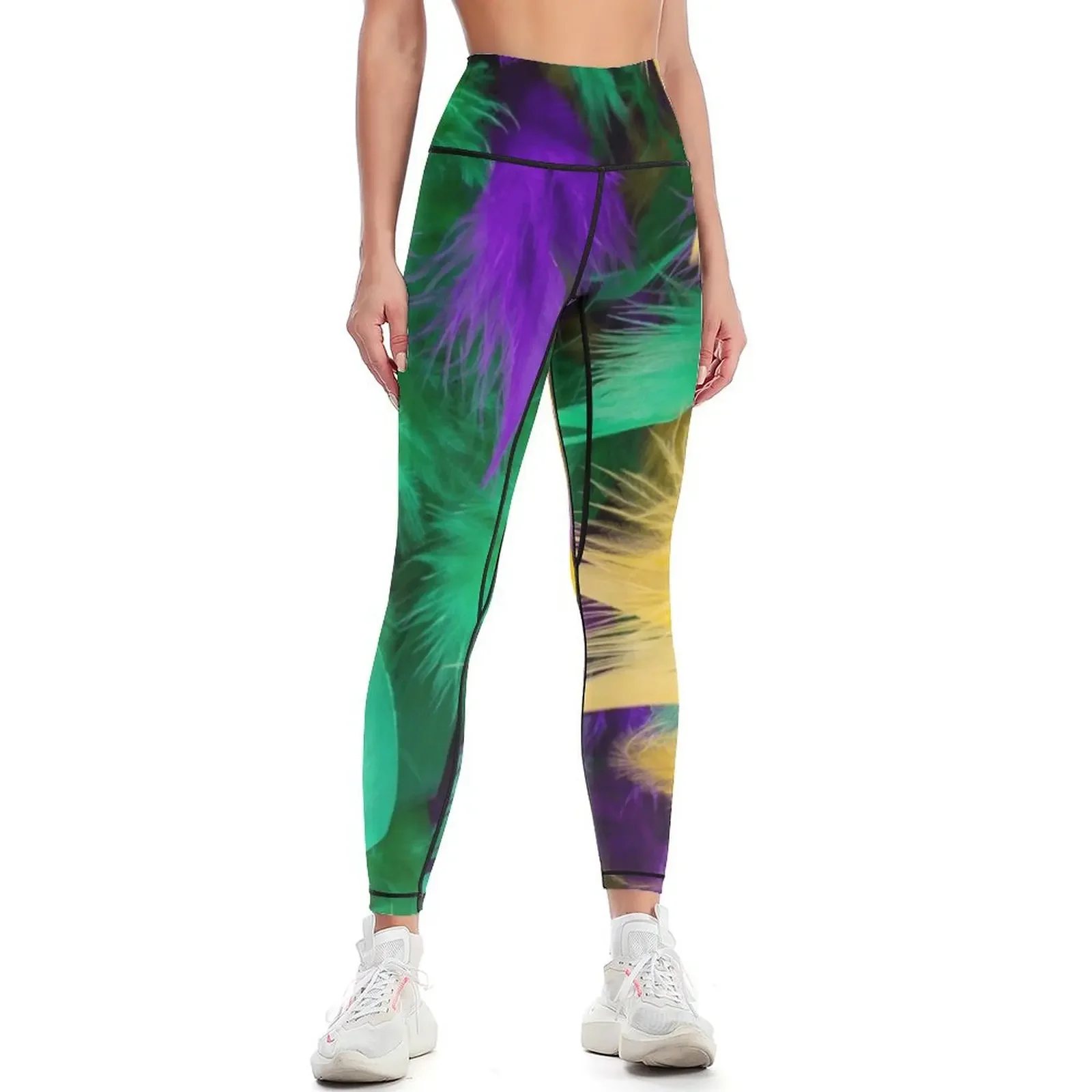 

Mardi Gras Feather Leggings Fitness woman legings for fitness gym womans exercise clothing for Womens Leggings