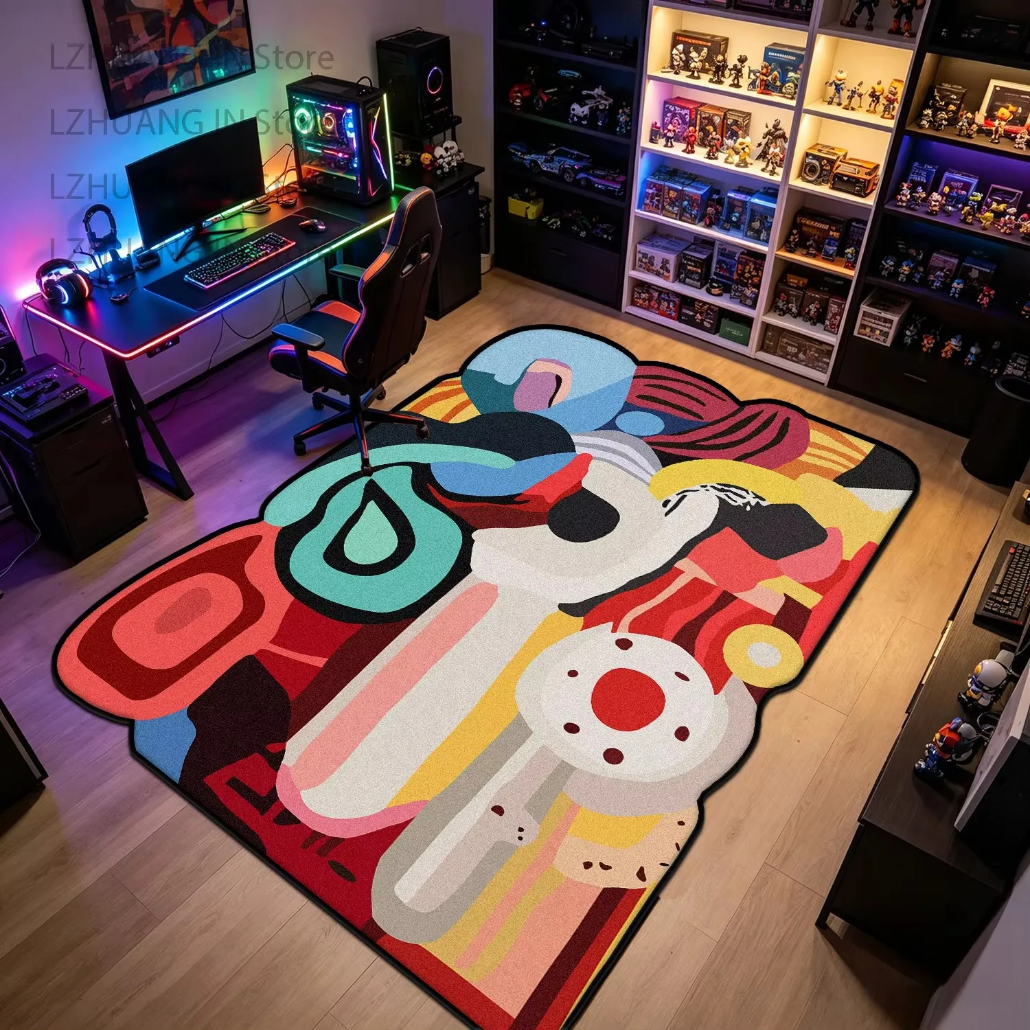 VIKAMA Bright Patterned Rug: Warm and Non-Slip for Living Rooms, Sofas, Home Offices, and Game Rooms—Home Accessories
