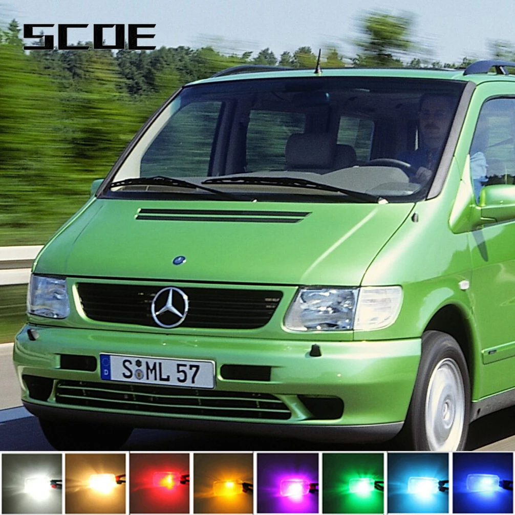 For Mercedes Benz V Vito 638 Low High Beam Fog Driving Turn Signal Sidemarker Brake Tail Back Up License Interior Light Kit