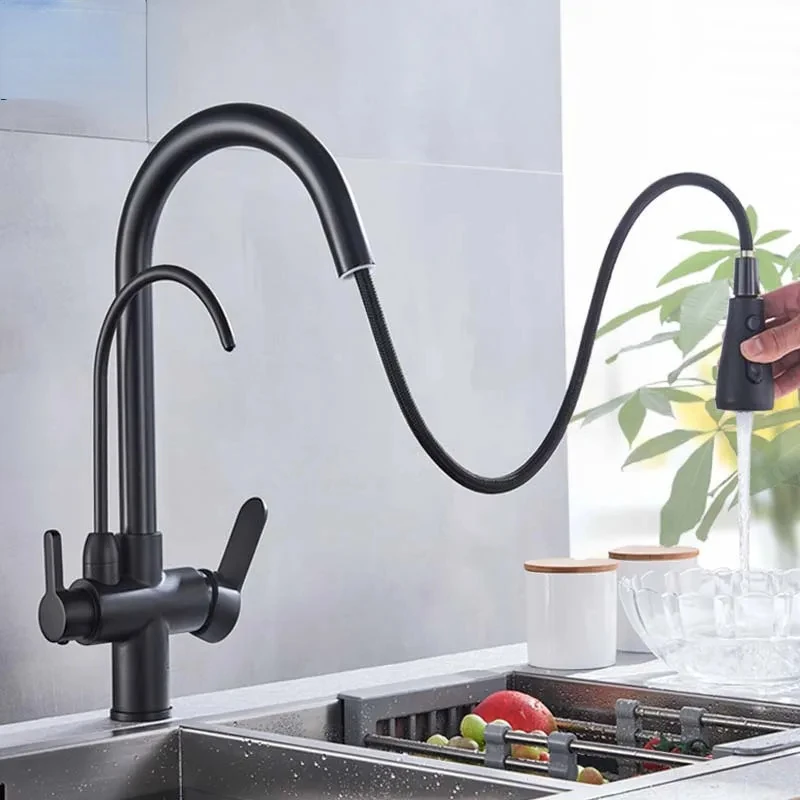 

Rozin Purification Kitchen Faucets Black Pull Out Kitchen Water Filter Tap 3 Way Mixer torneira para cozinha de parede Crane