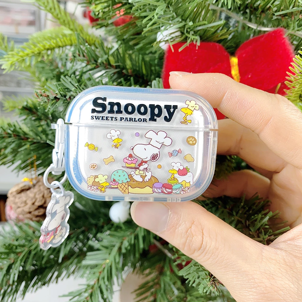 MINISO Cute Cartoon Anime Snoopy Airpods Case Suitable For Airpods 4 2 3 Pro Pro2 Cool Bluetooth Headphone Cover With Pendant