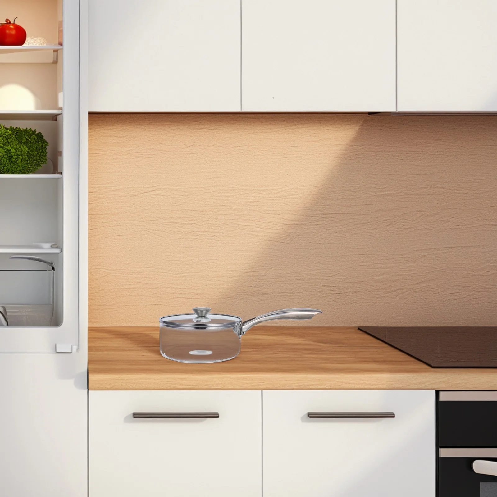 

Compact Soup Pot Glass and Stainless Steel High Borosilicate Lid Included for Fast Even Heating on Ceramic Stove Noodle Cookware