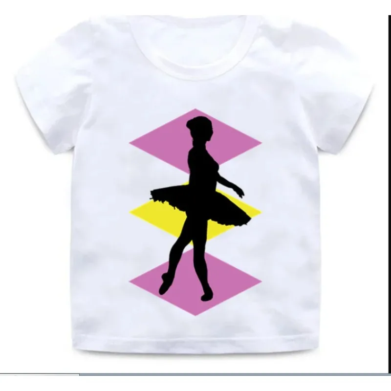 Cute I Love Ballet Dancing Girl Design T Shirt Casual Clothes Enfant Summer White T-shirt Tops