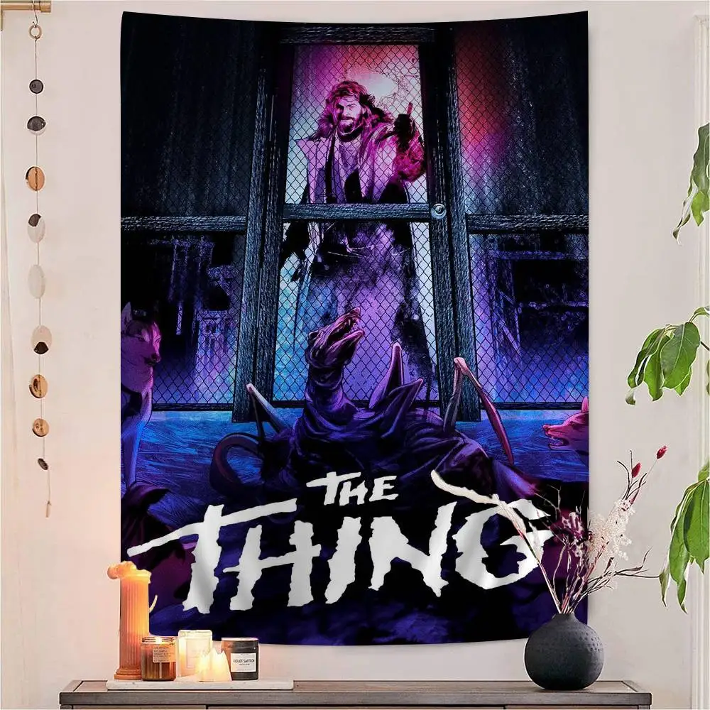 THE THING 1981 Action Thriller Science Horror Movie Anime Tapestry Hippie Flower Wall Carpets Dorm Decor Hippie Wall Hanging