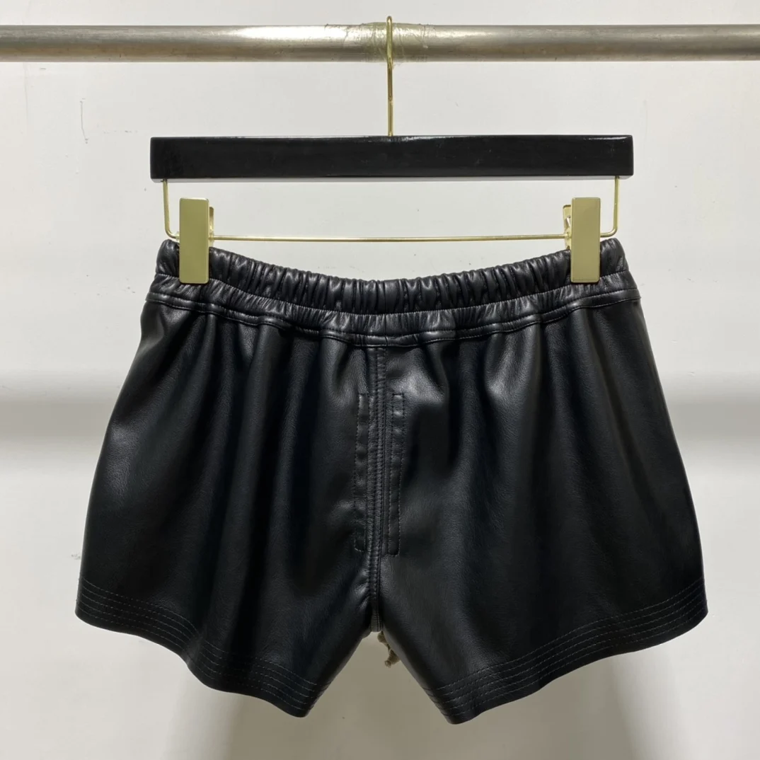 22ss Owen Seak Women Casual Short PU Leather Summer Gothic Women High Street Wear Trumpet Mermaid Black Short