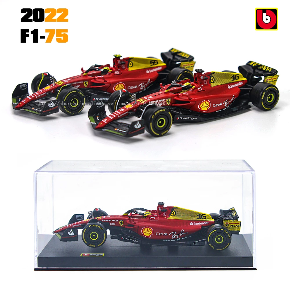 Bburago 1:43 F12023 2021 2022 Ferrari F1-75 75th Anniversary Giallo Modena 16# Leclerc 55#Sainz Alloy Car Die Cast Car Model Toy