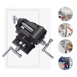 3-Inch Drill Press X-Y Compound Vise 2 Way Heavy Duty Cross Slide Vise Clamp Machine Precise Processing Strong Clamping Tool