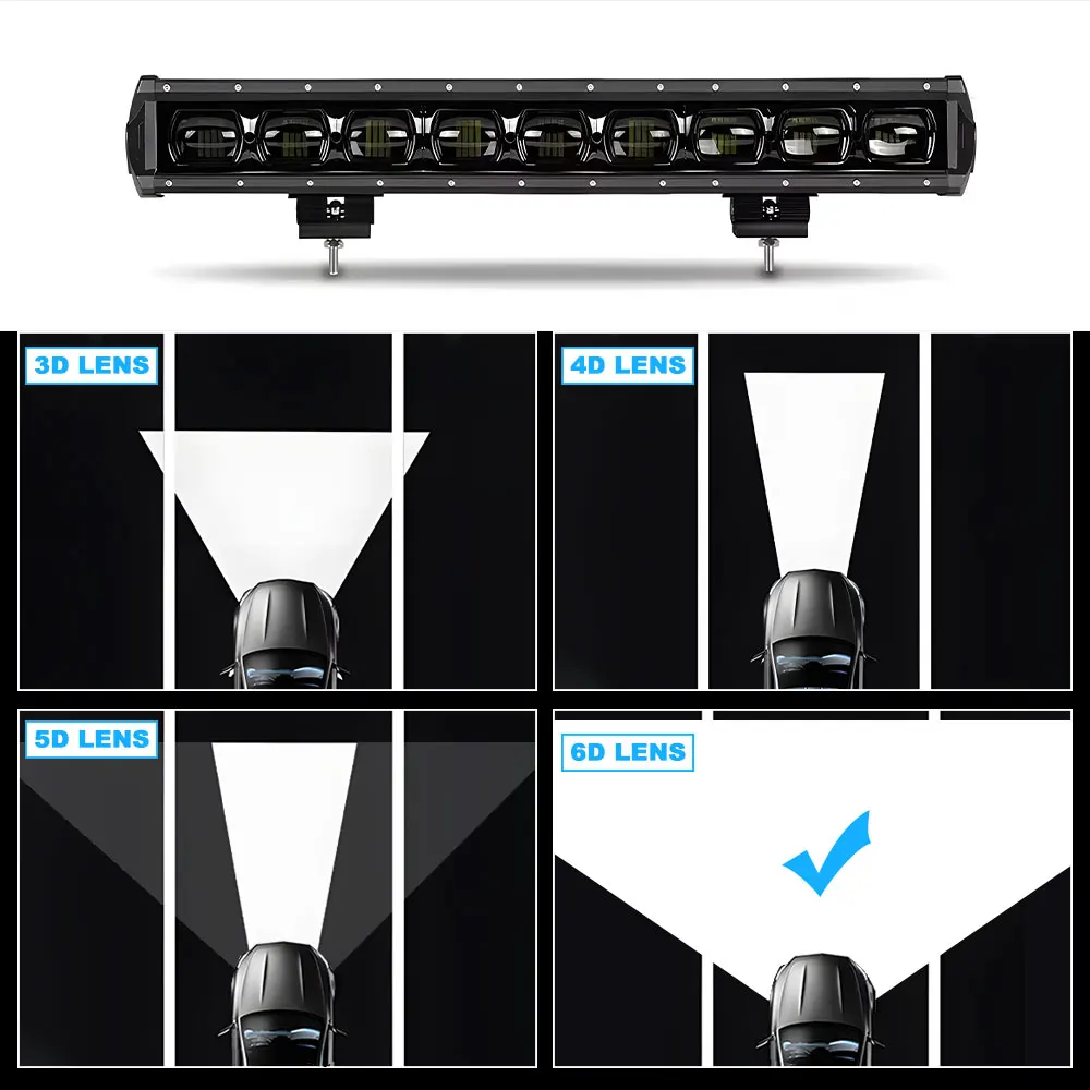 6D Lens Work Light LED Bar for 4X4 Off Road Jeep Car SUV ATV Lada Niva Truck 12V 24V Driving Lamp DRL LED Light Bar 8inch 14inch