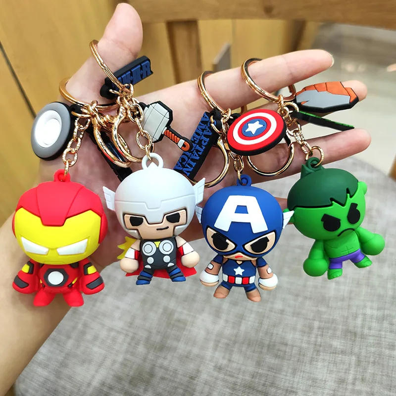 Bandai новый креативный мультфильм Marvel Капитан Америка Железный человек автомобильный брелок для мужчин и женщин сумка силиконовый брелок кулон