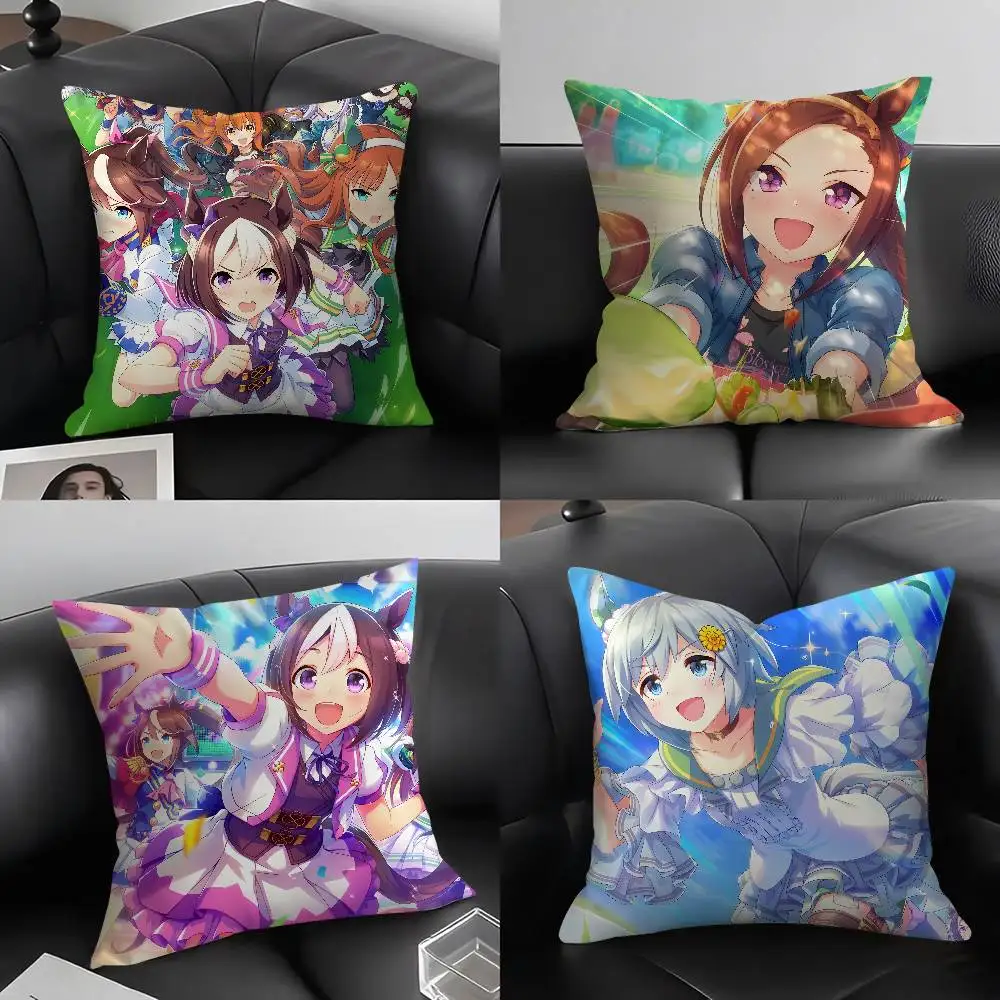 

Anime U-Uma Musume Pretty DerbyS Pillow Case Soft Plush Fabric Double Sided Print Decorative Home Living Room Gift Cushion Cover