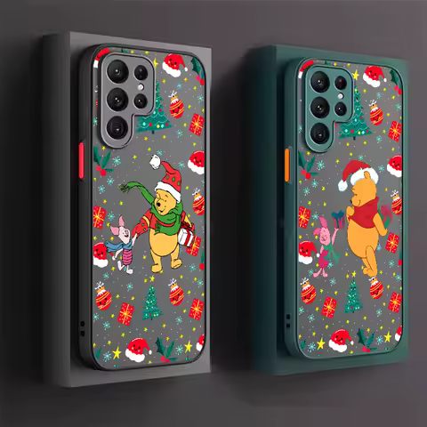 Christmas W-Winnie The Poohs Cartoon Phone Case For Samsung S24 Case S23 Ultra S22 S21 S20 FE S10 Plus For Samsung Note 20 Cover