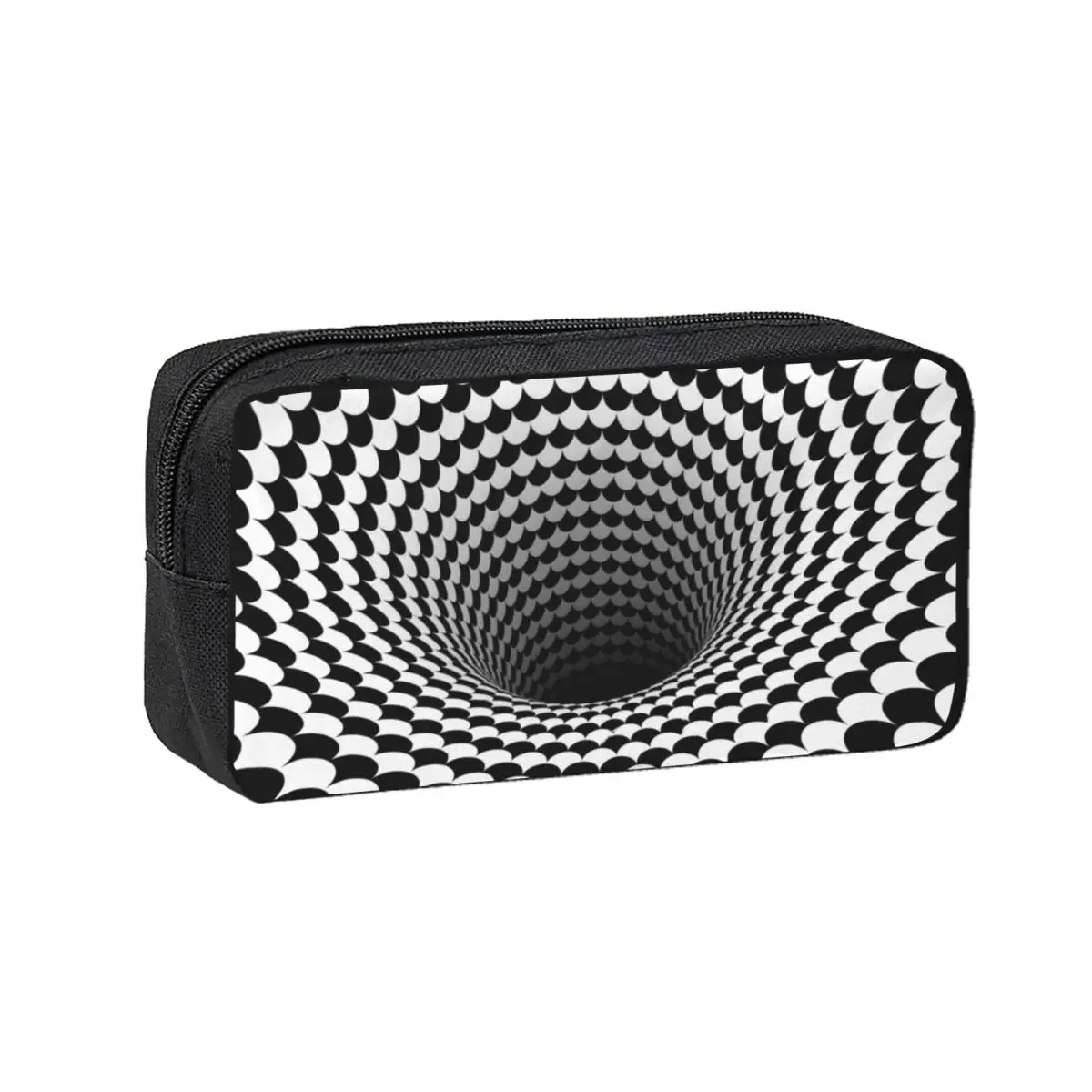 Optical Illusion Black And White Scales Houndstooth Black Hole Pencil Cases Pen Box Pencil Bag Pencil Pouch Storage Stationery