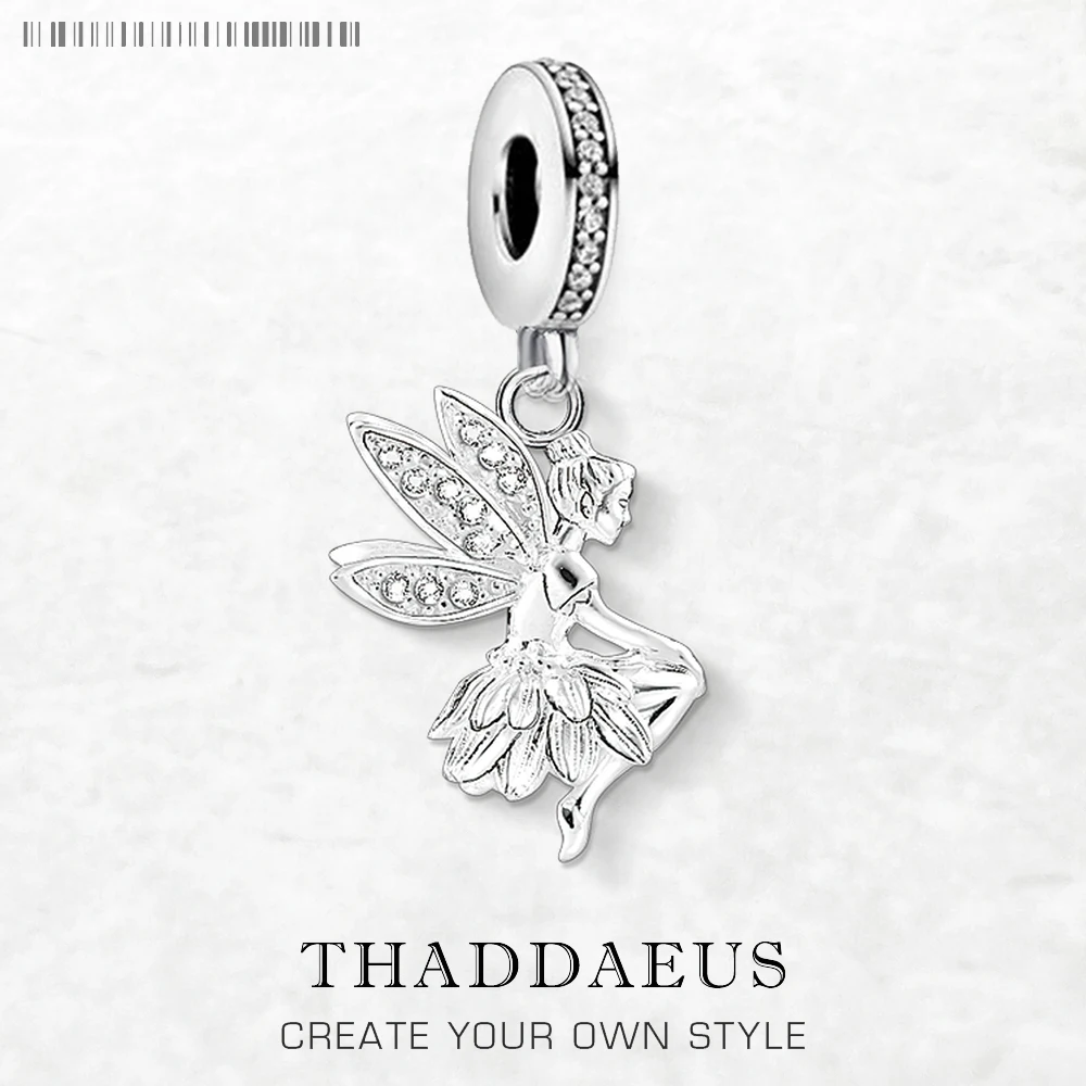 Magicznie Elf Fairy Wisiorek 925 Sterling Silver Dangle Charm Kobiety Śliczna biżuteria
