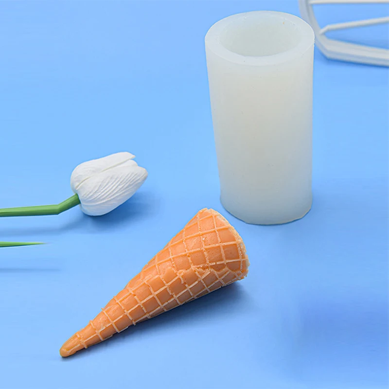 Silicone Mold for DIY Handcrafted Ice Cream Cone Scented Candle; Soap Decoration and Baking Mold