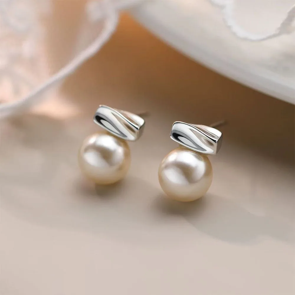 

Niche Luxury 925 Silver Needle Pearl Irregular Geometry Stud Earrings For Women Party Exquisite Fashion Jewelry
