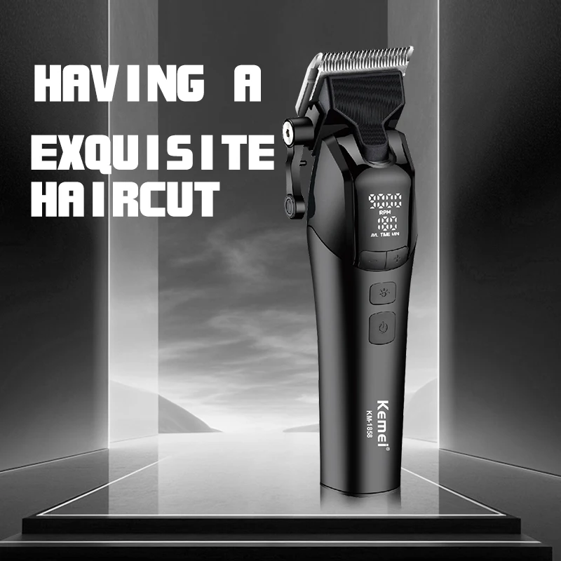 KEMEI DLC Blade Electric Hair Clipper Professional Cordless Usb Rechargeable Hair Clippers With Light KM-1858