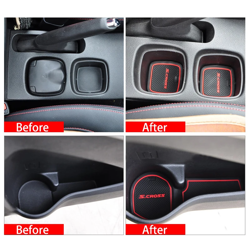 13PCS Car Cup Coaster Door Groove Mat Decoration Interior Accessories For Suzuki SX4 S-Cross S Cross 2014 - 2018 2015 2016 2017