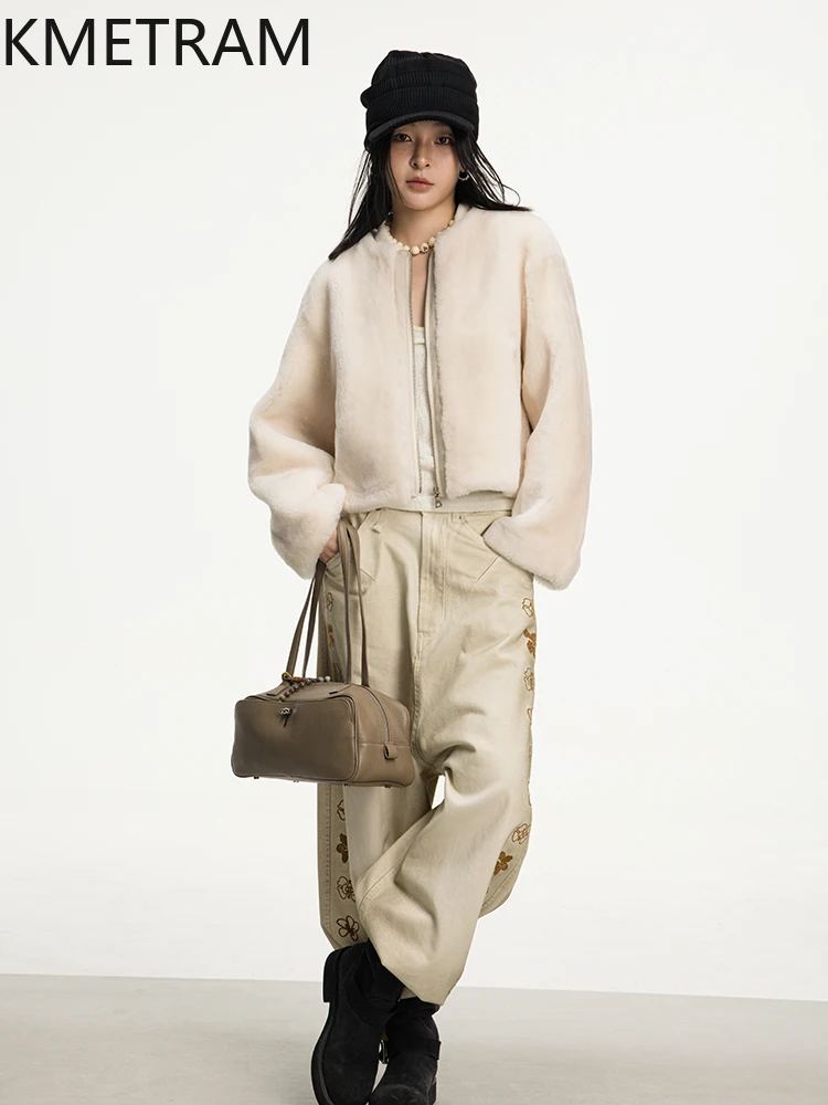 100% laine naturelle en peau de mouton Double face veste de fourrure femme de luxe court réel manteau de fourrure femmes vêtements d'hiver 2025 шуба ж Döncud