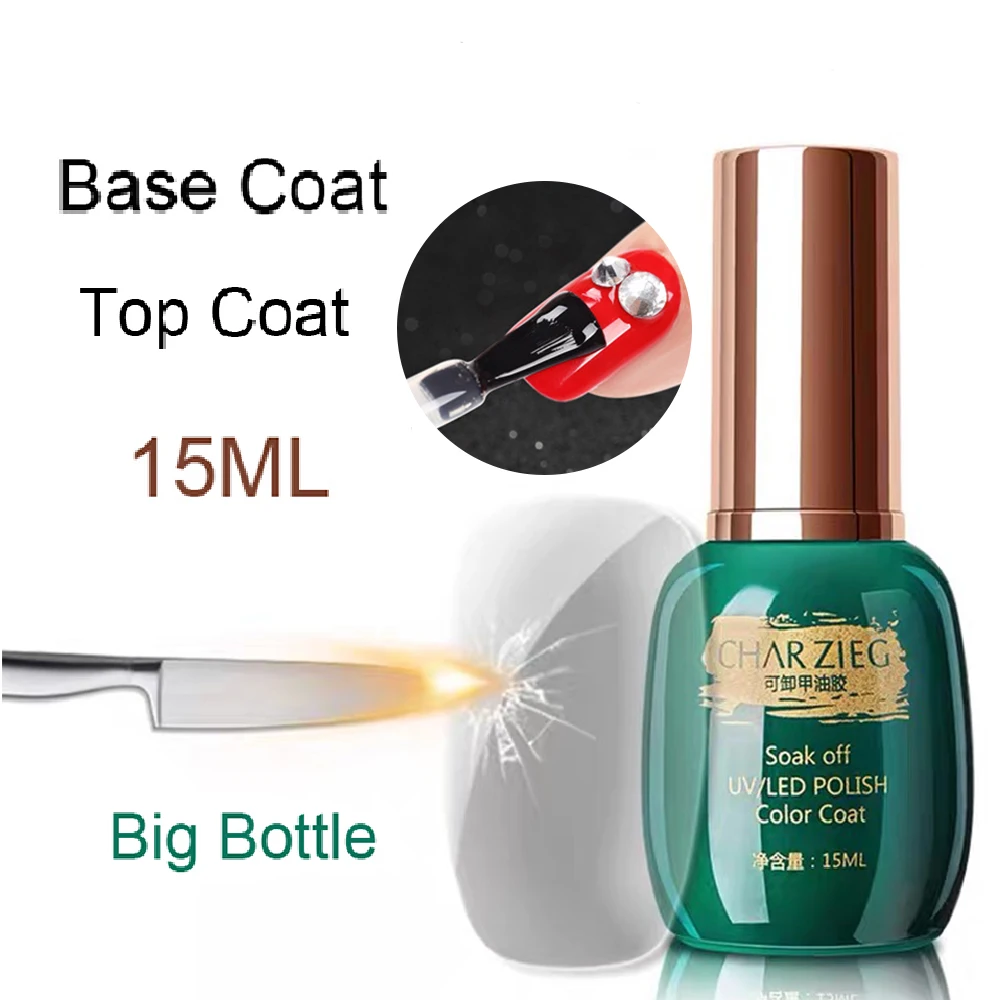 

15ml Nail Gel Top/Base Coat Nail Gel UV Gel Nail Art Top Gel No Wipe Long Lasting Soak off UV Nail Gel Polish Maniucre Art Tool