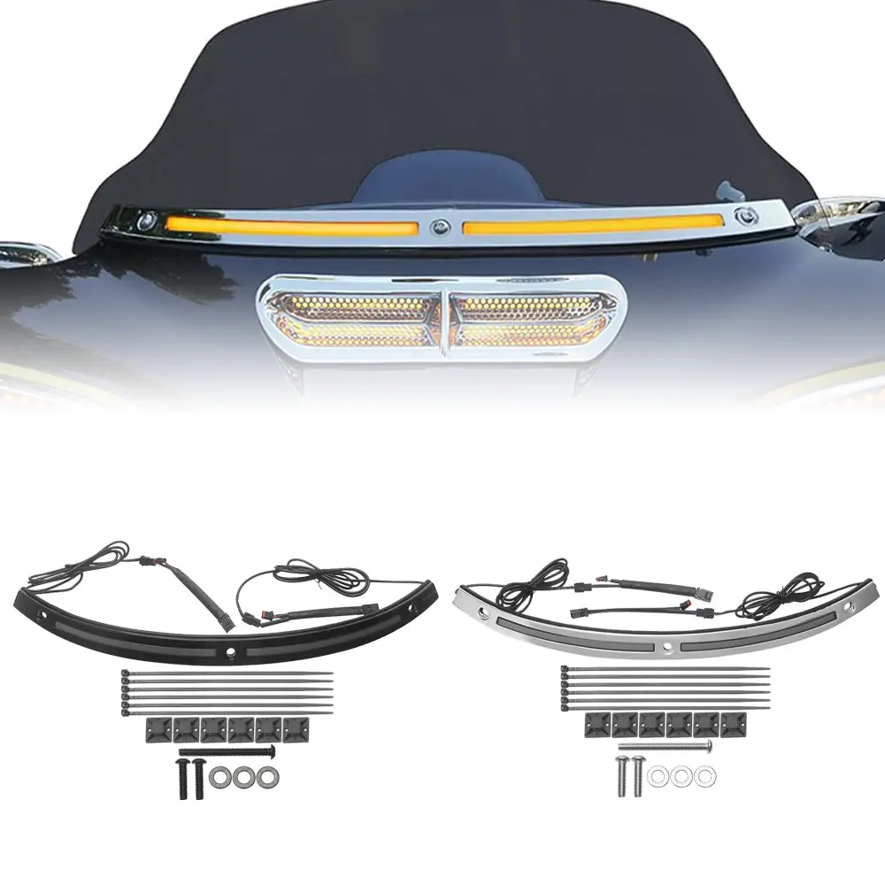 Windshield Trim Light LED Turn Signal Light DRL Motorcycle for Harley Touring Street Glide 2014 - 2025 Tri Glide Ultra Classic