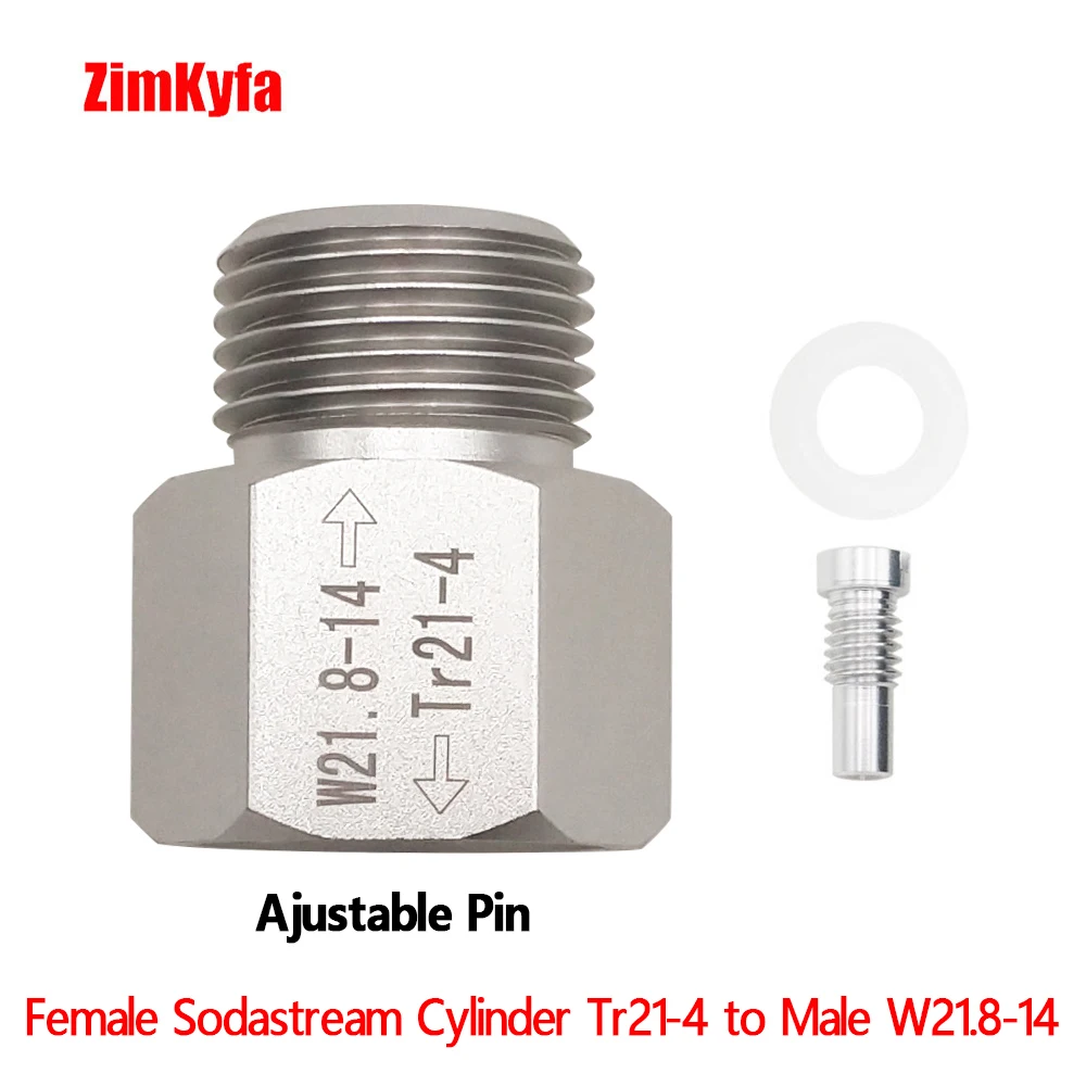 Adapter Converter to W21.8-14 for Sodastream Aquarium Fish or Homebrew Beer Corny Keg Co2 Tank Regulators Ajustable Pin