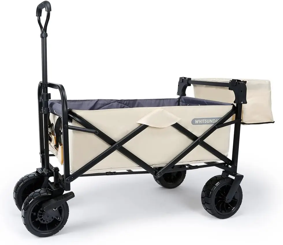 

WHITSUNDAY Collapsible Folding Utility Wagon with Brake 8' All-Terrain Wheel for Picnic Camping Garden Outdoor Park