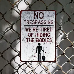 Halloween Decoration Warning Signs Outdoor Yard Creepy Blood Metal Beware Sign NO TRESPASSING Scary Theme Party Decor Supplies