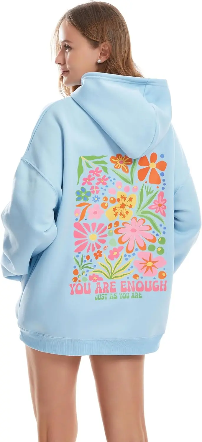 Women's Graphic Trendy Hoodie Pink Printing Hoodie Long Sleeve Pullover Beach Sweatshirt