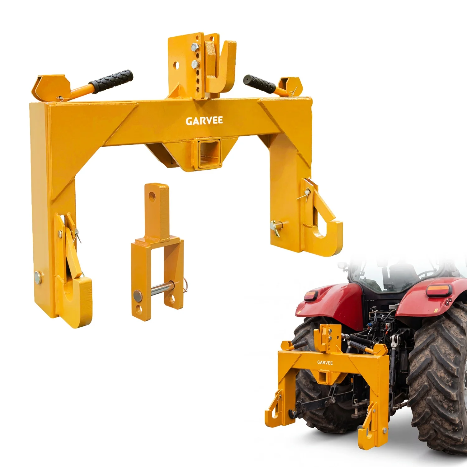 

Heavy Duty 3-Point Quick Hitch for Category 1 Tractors - Upgraded Versatile Adapter, 2" Receiver, 5-Level Adjustable Bolt, 3000 lbs Capacity, Quick Attach, Trailer Hitch
