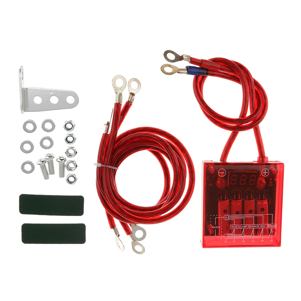 Car Vehicles Grounding Voltage Stabilizer Regulator Kits - Red