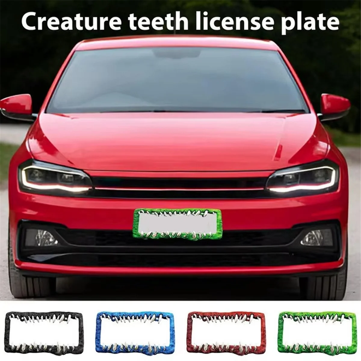 Car License Plate Frame Horror Teeth License Plate Bracket Car Supplies Front&Rear License Plate Exterior Accessories A