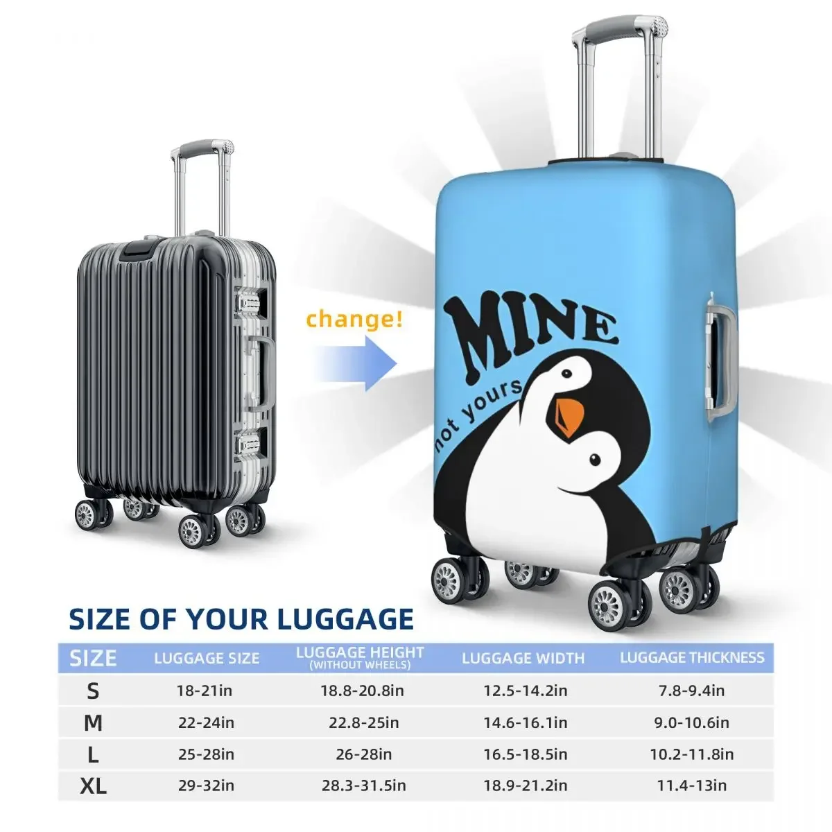 Penguin Bird Suitcase Cover Animal Cartoon Funny Holiday Travel Practical Luggage Supplies Protector