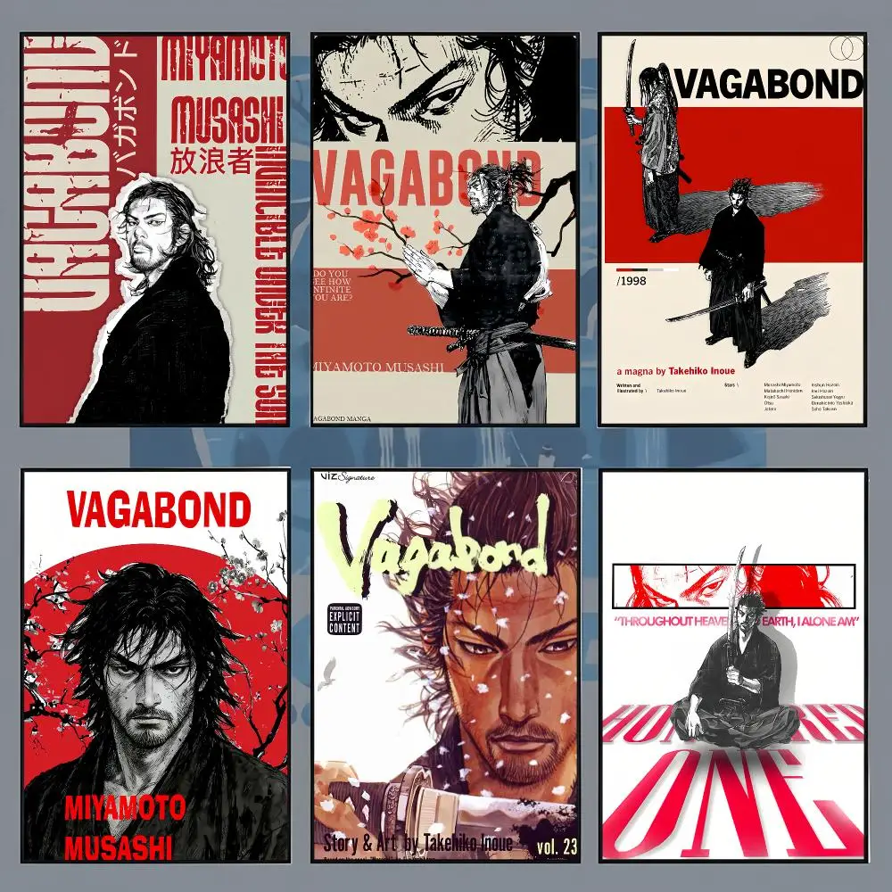Retro Anime V-Vagabond Poster Aesthetic Wall Art Print for Living Room Bedroom Study Office Café Home Decor Stylish Gift