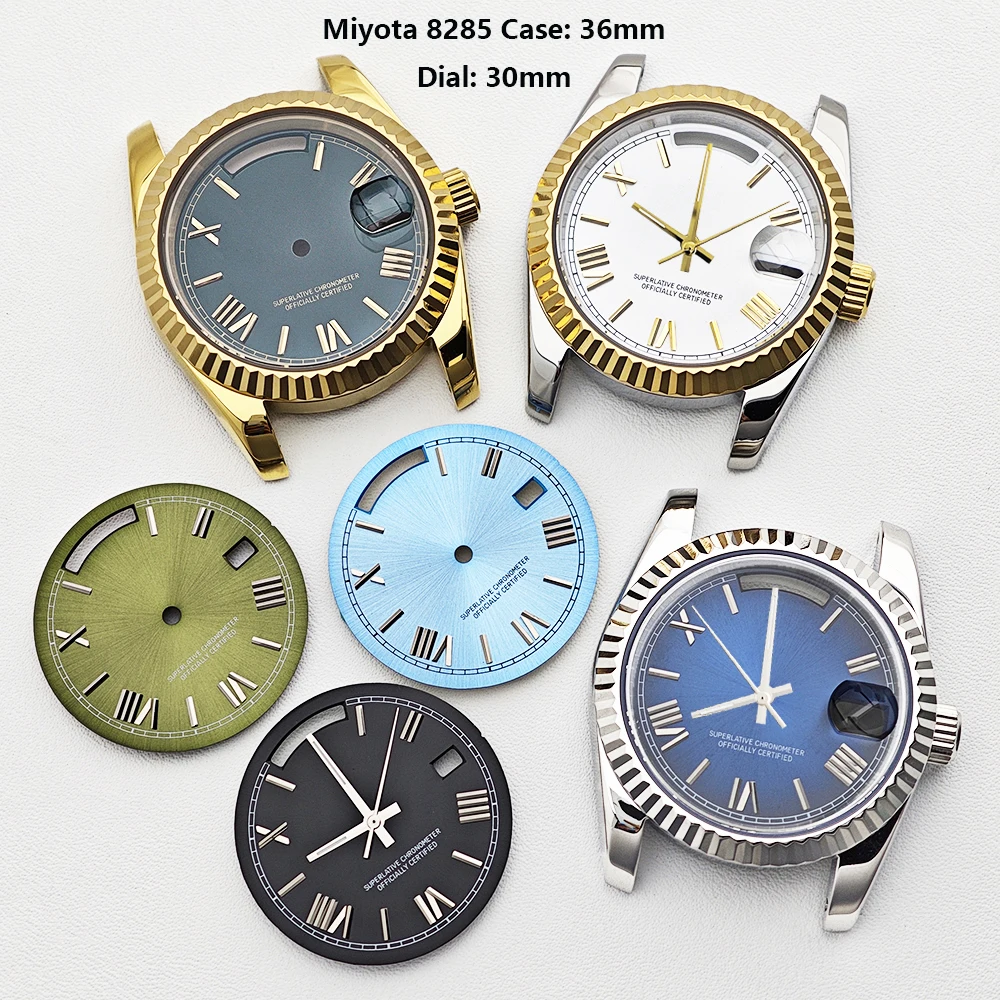 36mm Miyota 8285 Case 30mm Dial Stainless Steel sapphire glass Case Customized Logo suitable for 8285 Movement Watch Accessories