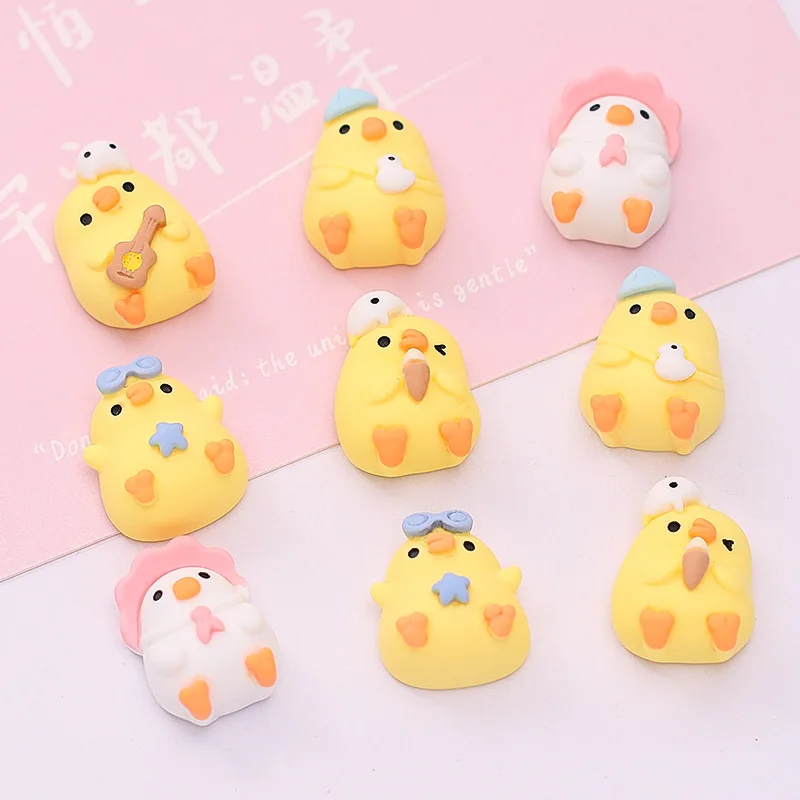 20pcs Kawaii Duck Resin Flatback Cabochon DIY Crafts Scrapbooking Headwear Clip Hair Ornament Accessories Yellow Duckling Charms