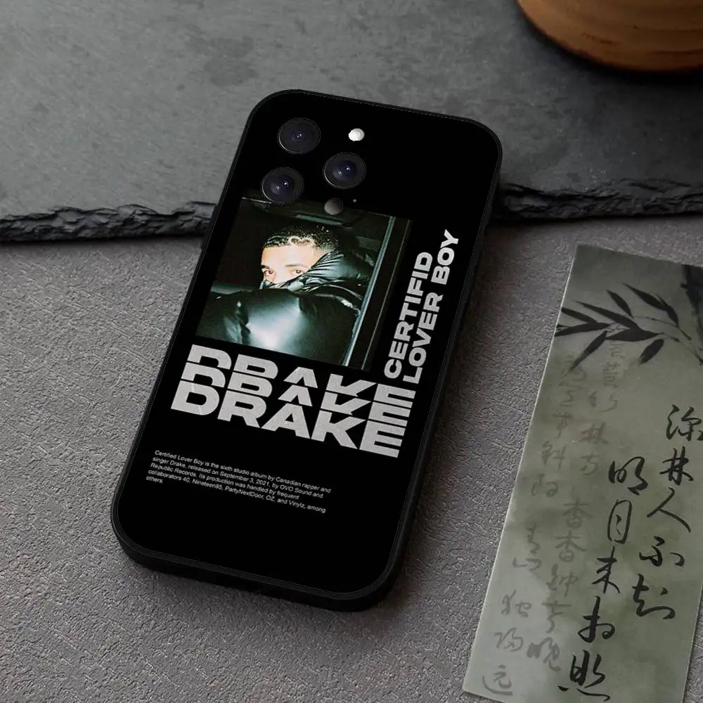 حافظة هاتف مغني الراب D-Drake لهاتف آيفون 17,16,15,14,13,12,11 Plus,Pro,Max,XR,XS,X,7,8 Plus,Mini Black Silicone Soft #2