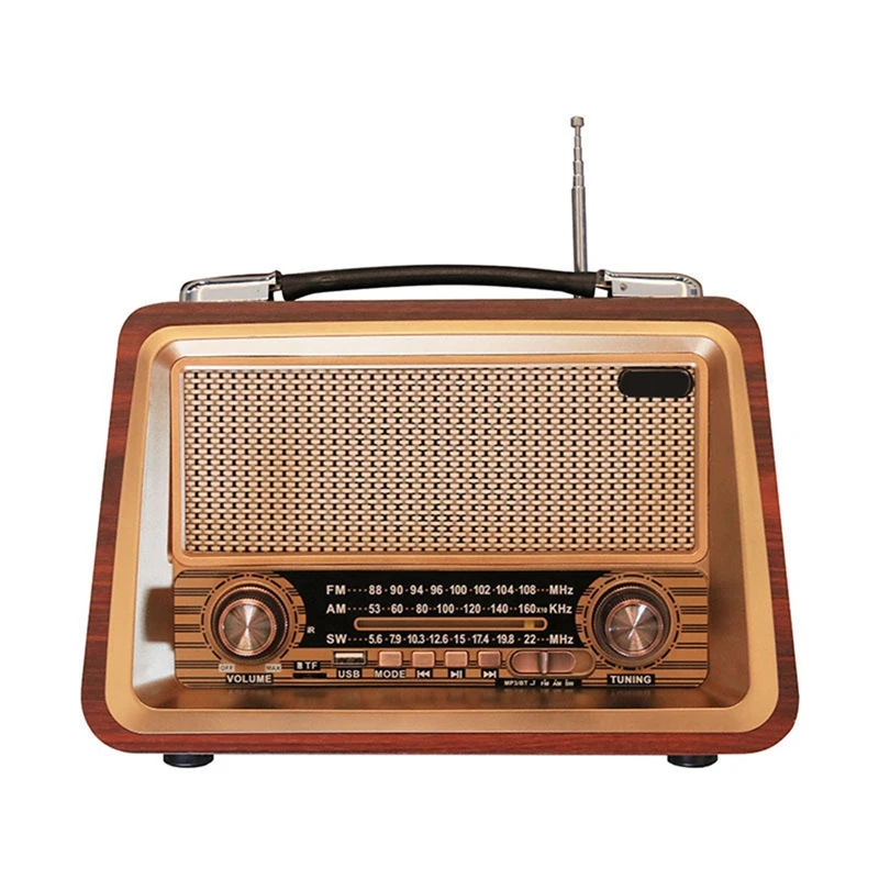 Portable Wooden Retro Radio Wireless Bluetooth Speakers HIFI Stereo AM/FM Radio Player USB TF AUX MP3