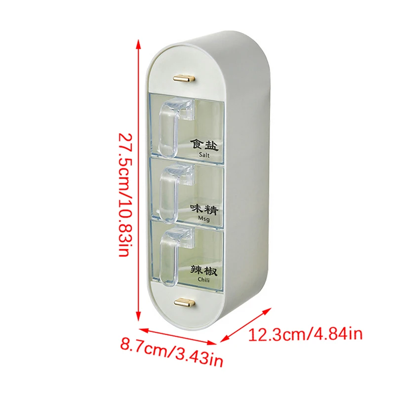 벽걸이 형 주방 조미료 보관 박스, 스파이스 랙 보관 펀치 없음 설탕 소금 항아리 조미료 용기 상자