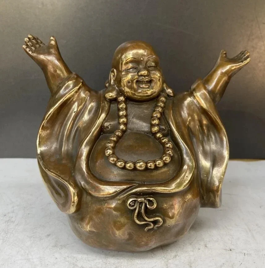 China brass archaize maitreya Buddha crafts statue